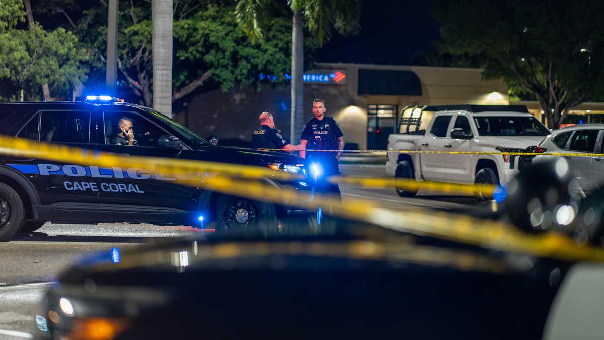 Officers investigate in plaza on Del Prado Boulevard South in Cape Coral