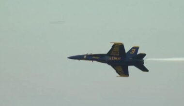 WATCH: Low-altitude Blue Angels flyover at Florida beach stuns spectators and sends items flying