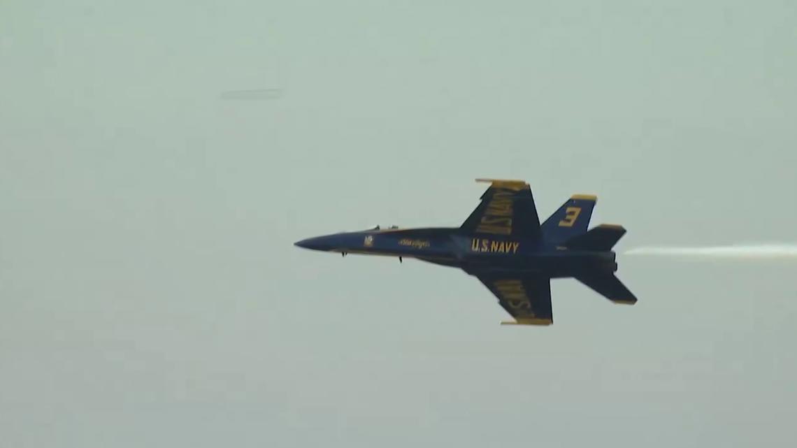 WATCH: Low-altitude Blue Angels flyover at Florida beach stuns spectators and sends items flying