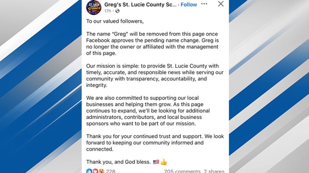 Greg’s St. Lucie County Scanner Page says its founder is no longer affiliated and the page’s name will change after his arrest in an Orbeez case. (Facebook)