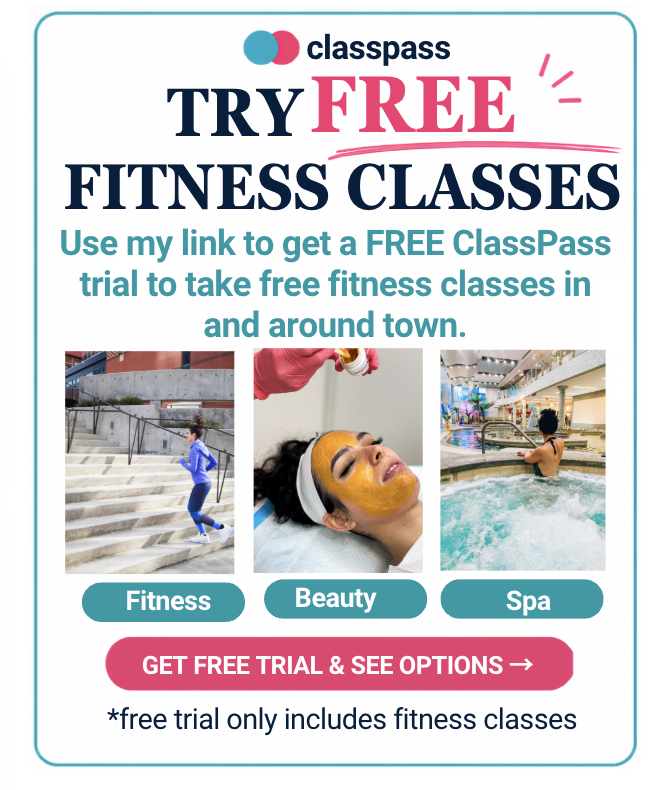 ClassPass free fitness classes promotional graphic.