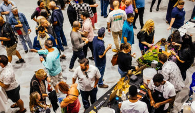 People at a food event