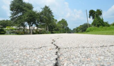 Palm Coast's roads are cracking. (© FlaglerLive)