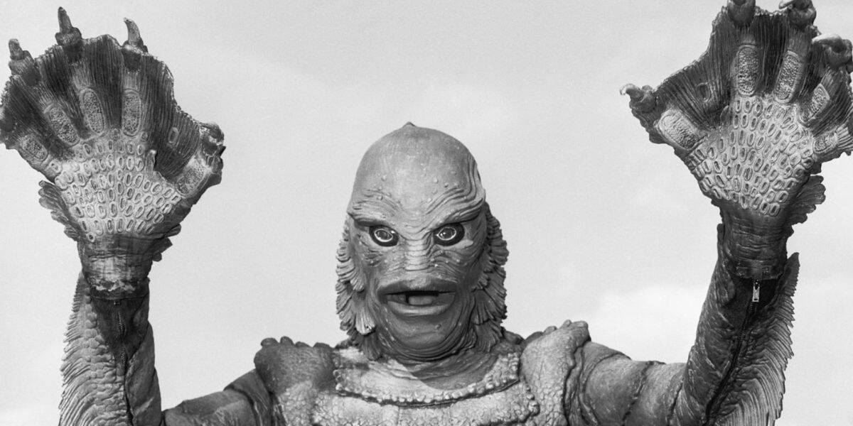 black and white monster from 'Creature From the Black Lagoon' Universal film