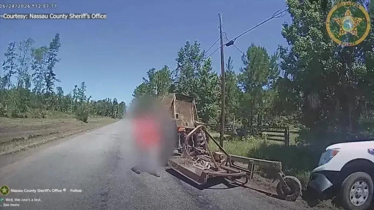 Florida Man Crashes His Pickup, Then Drives a Tractor Back to the Scene to Rescue It