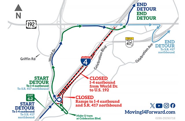 I-4 East in Osceola to close Sunday night; see where, when, what else