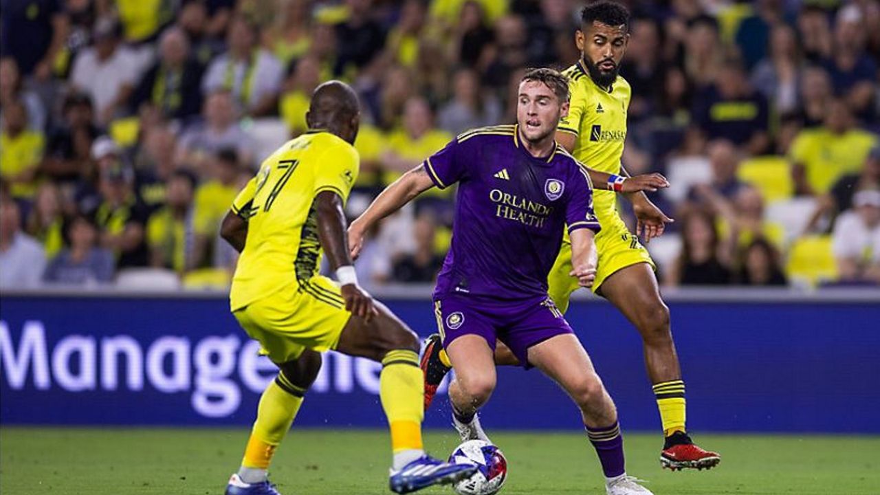 Orlando City rookie forward Duncan McGuire (center) scored 13 goals in the MLS regular season to lead the Lions. (Courtesy Orlando City Soccer/Mark Thor)