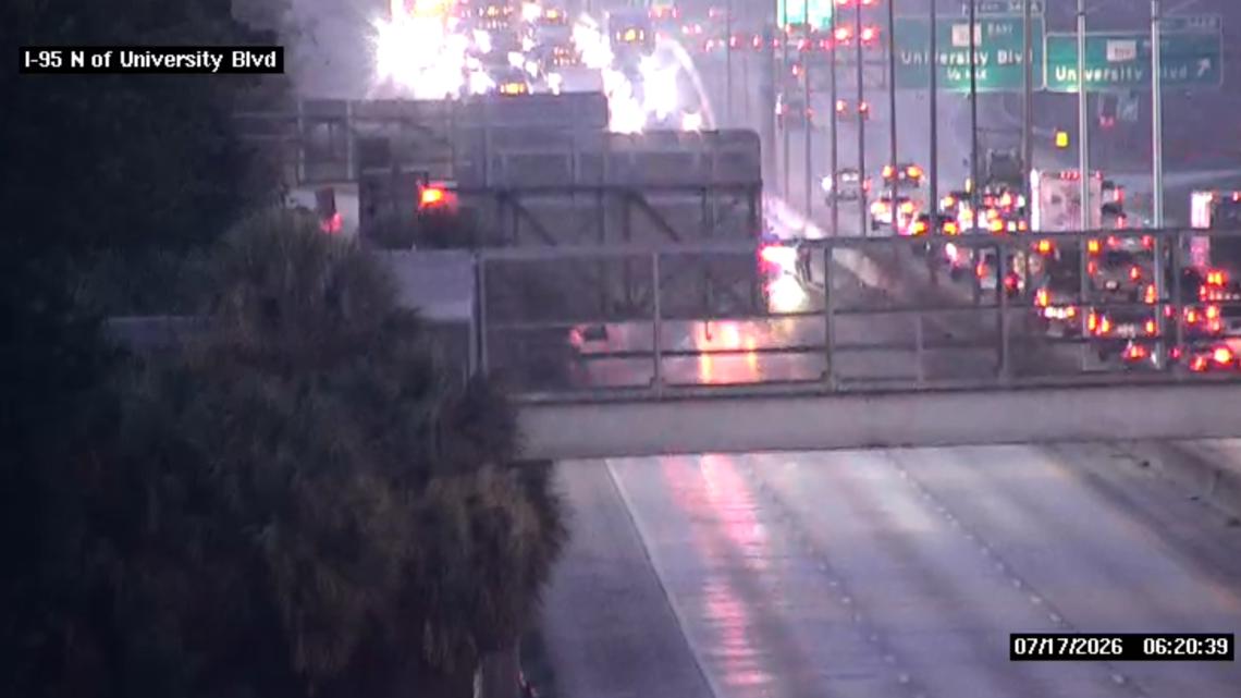 All northbound lanes reopened on I-95 at University Boulevard following vehicle fire