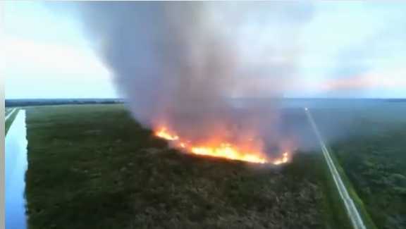 Firefighters battle 75-acre brush fire near Indiantown