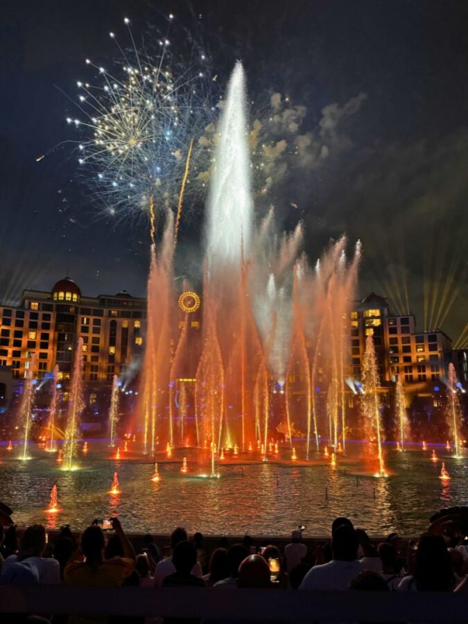 Celestial Goodnight Epic Universe firework golden fountains and lights 