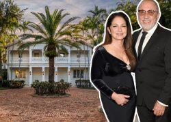 Gloria and Emilio Estefan with the Star Island mansion (Getty, One Star Island)