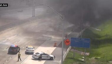 Massive car fire shuts down I-10 at Cassat Avenue