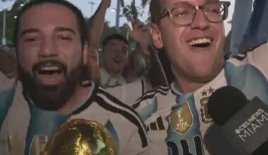 "We're going to be champions". Argentina fans in Miami Beach celebrate team's win against England