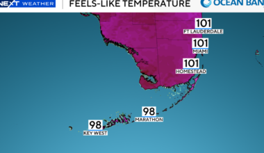 Some morning pop-up showers in South Florida Saturday morning, but mostly hot and humid