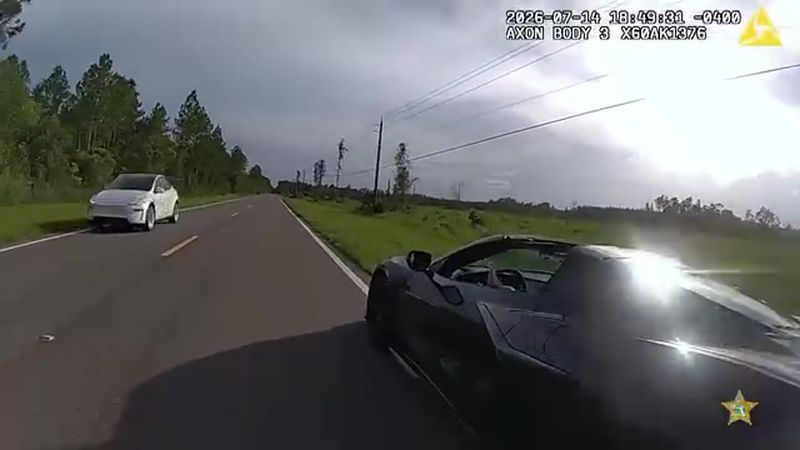 A Corvette driver was arrested after St. Johns County deputies said the car reached 130 mph in a 45-mph zone under Florida’s super speeder law. (St. John's County Sheriff's Office)