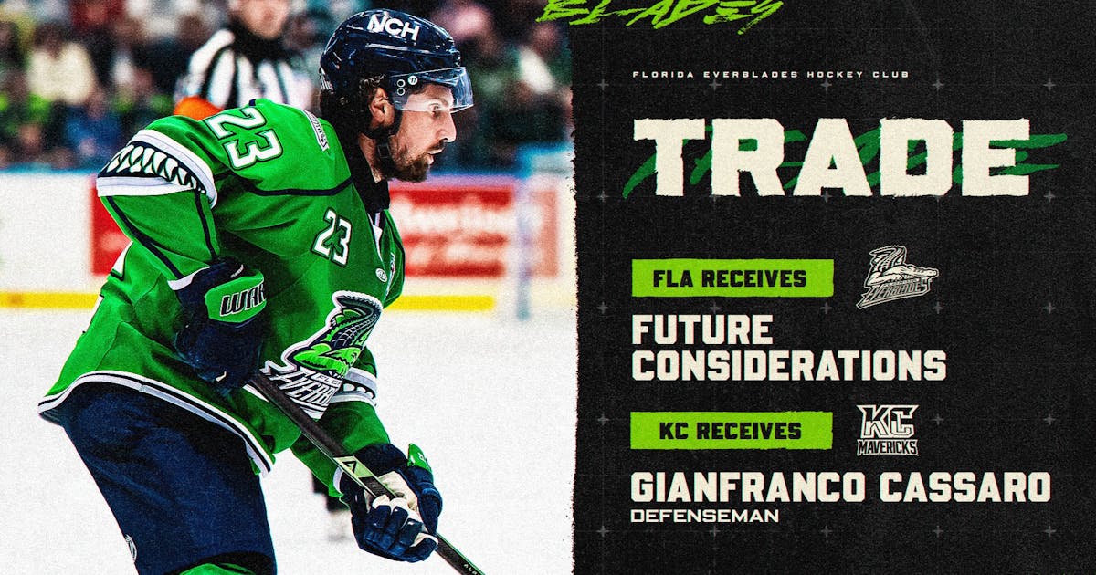 Florida Everblades | FLORIDA TRADES DEFENSEMAN GIANFRANCO CASSARO TO KANSAS CITY