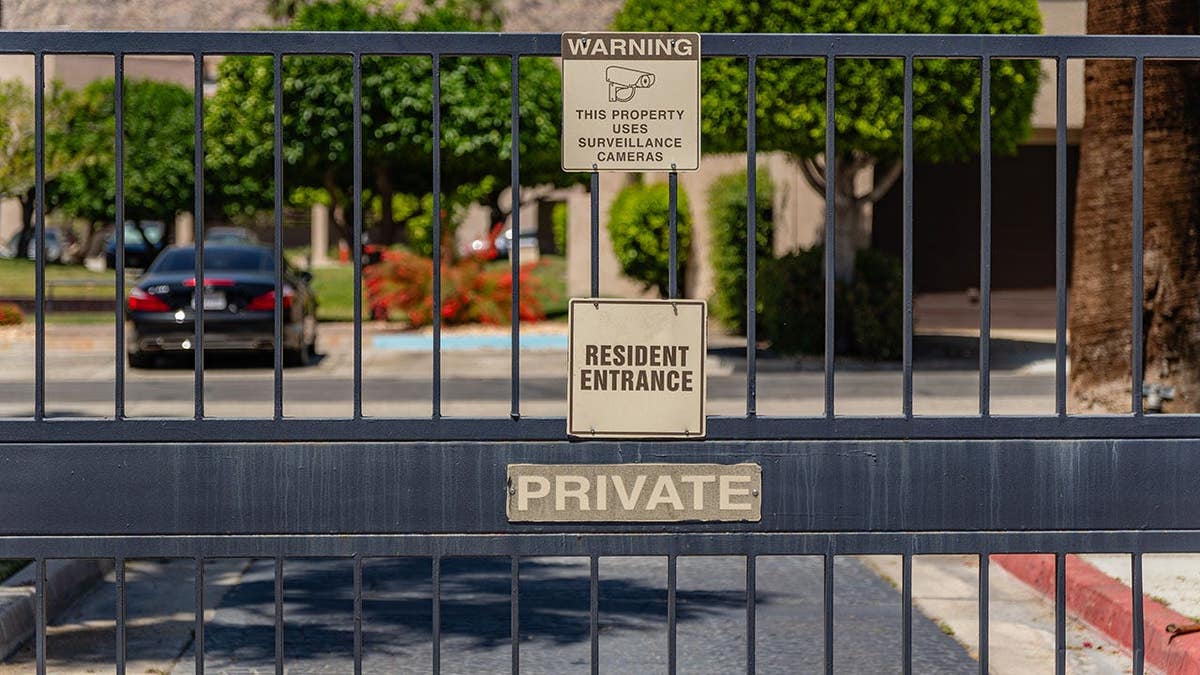 Gate at the entrance of a gated residential community.