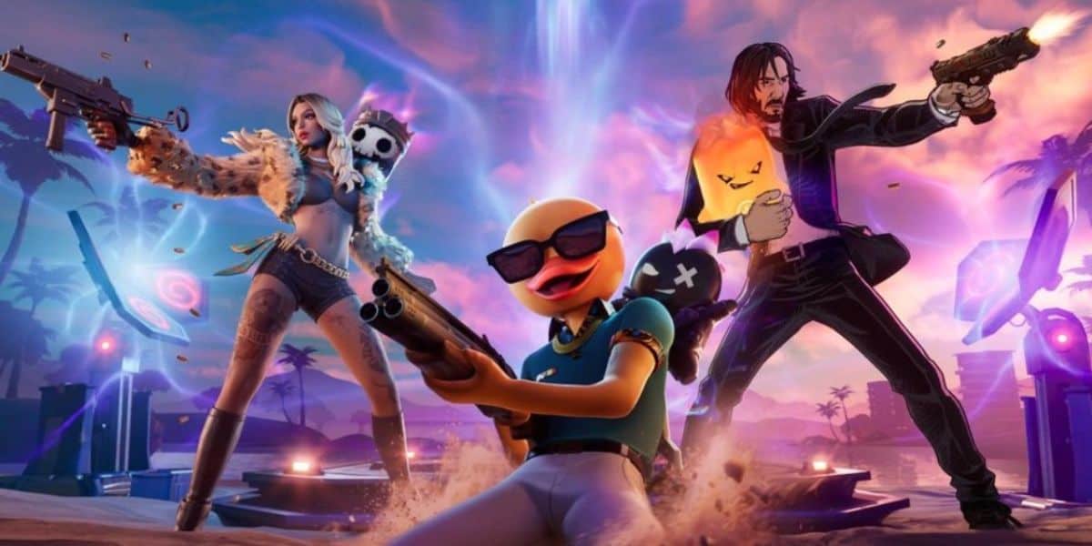 fortnite runners chapter 7 season 3 characters pose with guns