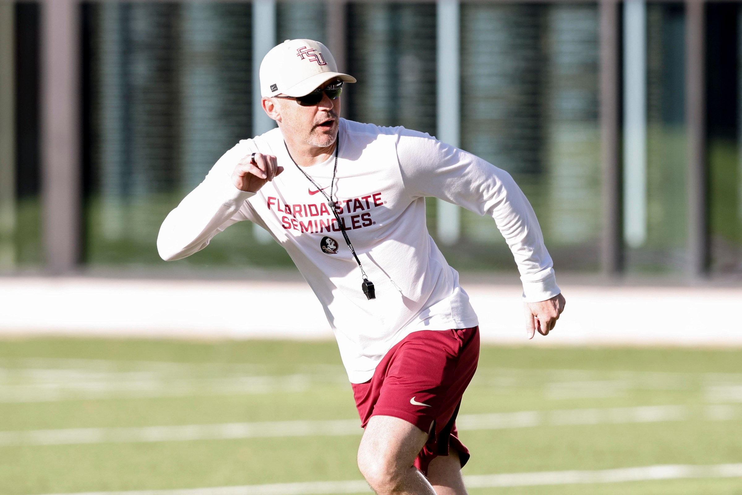 TALLAHASSEE, FL - MARCH 13: Head Coach Mike Norvell of the Florida State Seminoles during Spring Football Practice at the Albert J. Dunlap Athletic Training Facility on the campus of Florida State University on March 13, 2026 in Tallahassee, Florida. (Photo by Don Juan Moore/Getty Images)