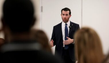 Oliver Larkin, running as a Democratic Socialist, hoping to beat Congressman Jared Moskowitz