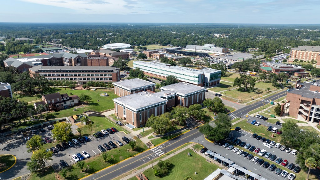 Aerial view of Florida A&M University campus in Leon County, Florida.