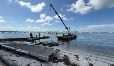 Demolition of day docks at the Gulfport Casino Ballroom
