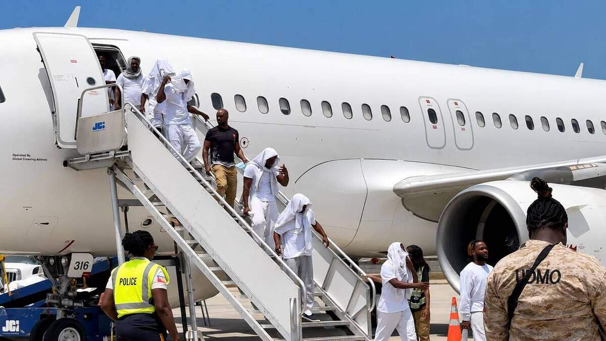 An Immigration and Customs Enforcement charter flight landed at 1:30 p.m. Thursday, July 16, 2026 at Cap-Haïtien’s international airport carrying 111 Haitian nationals who were deported from the United States. Some 32 were criminal records were imprisoned while one told authorities neither he nor his parents were born in Haiti. An Immigration and Customs Enforcement charter flight landed at 1:30 p.m. Thursday, July 16, 2026 at Cap-Haïtien’s international airport carrying 111 Haitian nationals who were deported from the United States. Some 32 were criminal records were imprisoned while one told authorities neither he nor his parents were born in Haiti.