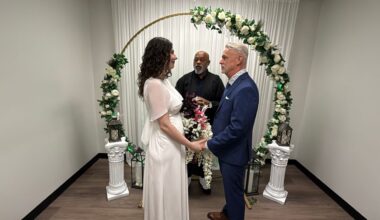 Aaron Floyd and Vasiliki Papaioannou-Floyd got married at the Pat Frank Courthouse in Hillsborough County on Friday, July 24, 2026. (Spectrum News)