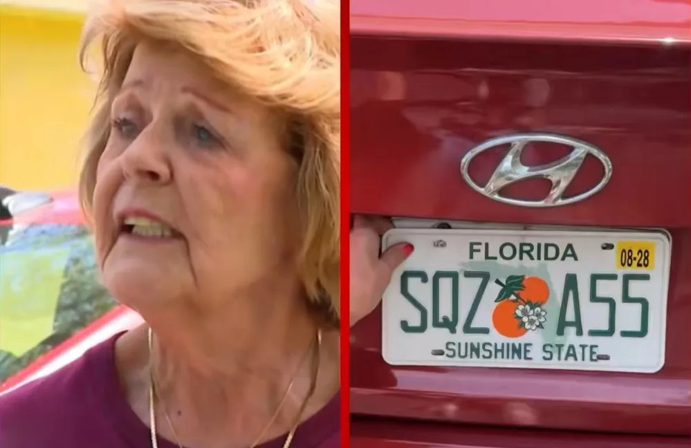 Florida Mailed 77-Year-Old Woman a License Plate That Reads “SQZ A55” – She Kept It