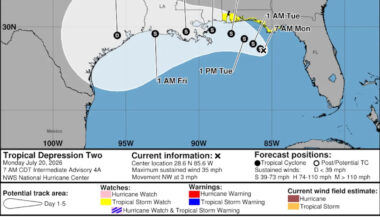 Tropical depression moves west to Florida Panhandle, bringing showers to Tampa Bay