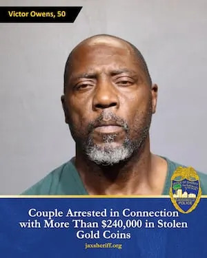 Jacksonville couple arrested for $240,000 gold coin theft