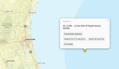 Magnitude 3.9 tremor felt off Florida coast following experimental explosion