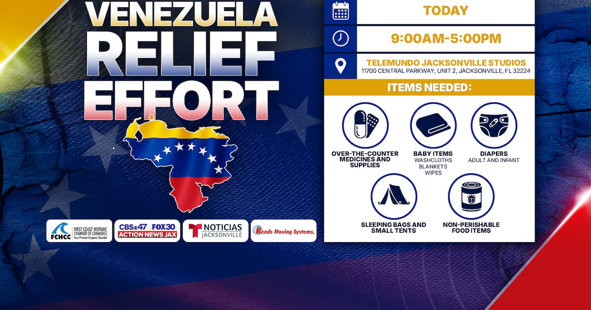 TODAY: Donate supplies to the Venezuela Relief Effort at Telemundo Jacksonville studios – 104.5 WOKV