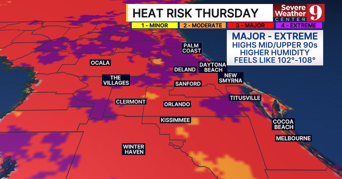 Rising heat index in Central Florida, possible records