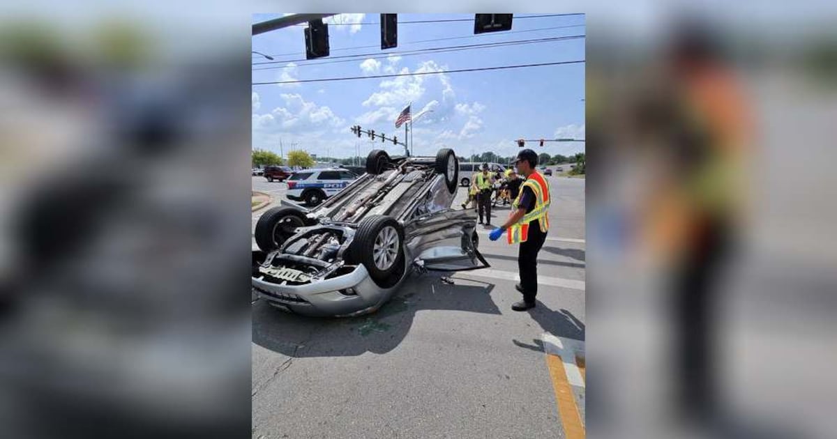 2 taken to hospital after rollover crash in Miami Township