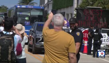 Argentina team departs for practice as fans cheer outside hotel