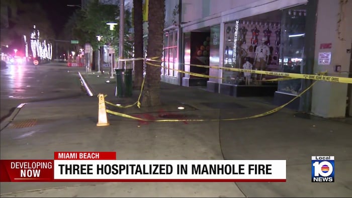 Lincoln Road manhole fire sends 3 to hospital