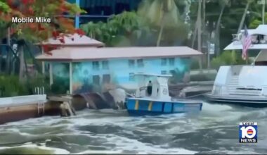 Video shows superyacht crash into dock along New River in Fort Lauderdale