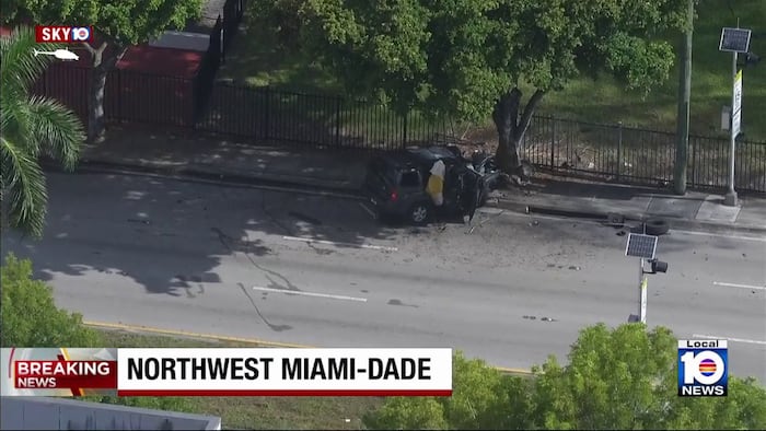 Man dies after fiery single-vehicle crash in northwest Miami-Dade, deputies say