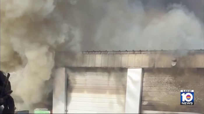 Crews battle large warehouse fire in Pompano Beach