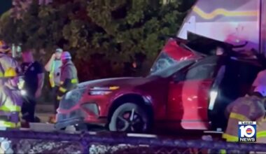 Woman suffers broken hand, busted lip after collision involving car, Brightline train