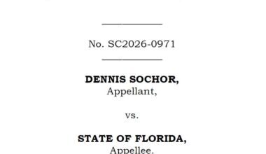 SOCHOR WARRANT: Florida Supreme Court denies claims