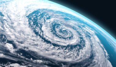 An image of a satellite view of a hurricane