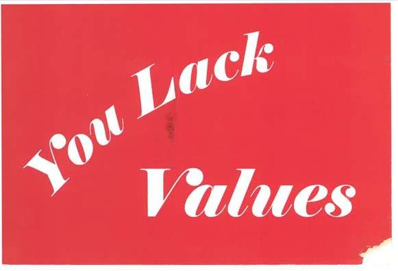 you lack values postcard