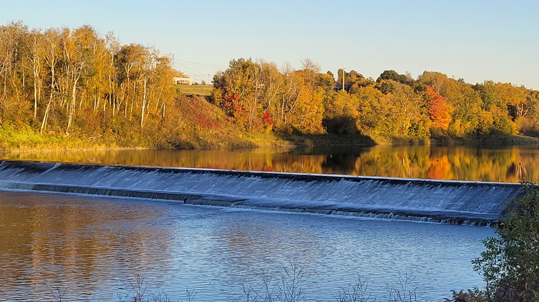 The Aroostook River in Caribou, Maine, in autumn