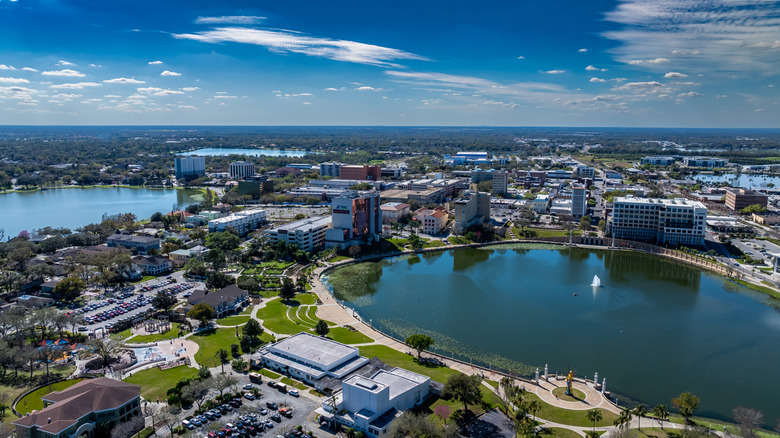 An aerial view of Lakeland, Florida where the mall is located