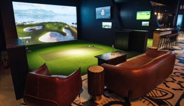 The interior of a simulation golf bar