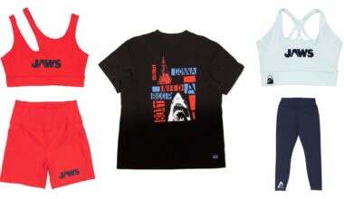 New Jaws activewear by Seaav has arrived on the Universal Orlando Resort website.
