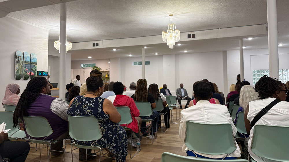 Attendees fill the room at a recent School Board candidate forum.