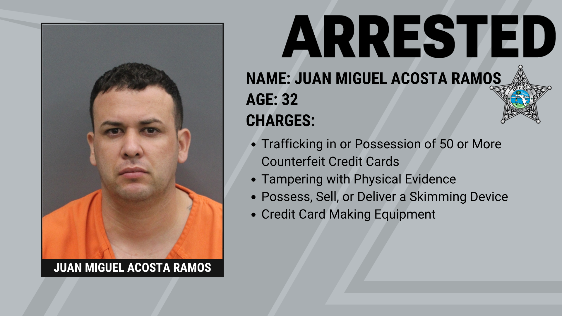 APOLLO BEACH MAN ARRESTED AFTER DETECTIVES DISMANTLE CREDIT CARD FRAUD OPERATION 